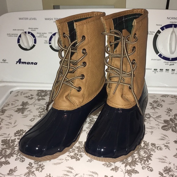 blue suede shoes duck boots